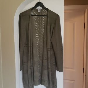 Olive Green Open Cardigan
